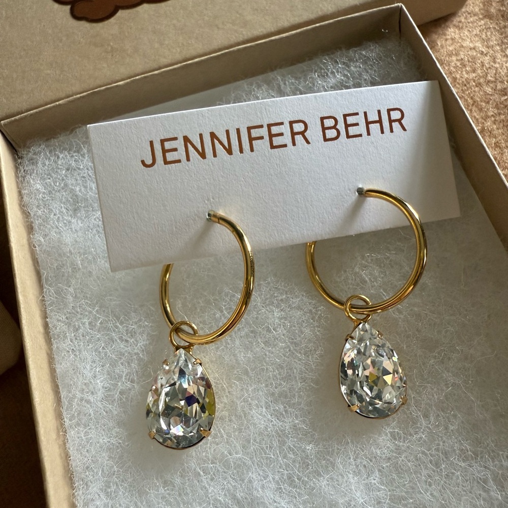 Jennifer Behr Jane Gemstone Hoop Earrings in Crystal and Gold